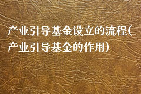 产业引导基金设立的流程(产业引导基金的作用)_https://www.yuzhengshanghai.com_期货百科_第1张