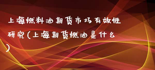 上海燃料油期货市场有效性研究(上海期货燃油是什么)_https://www.yuzhengshanghai.com_期货百科_第1张